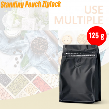 KOFE Kemasan Kopi Standing Pouch Ziplock Flat Bottom with Valve 10 PCS - KF-10