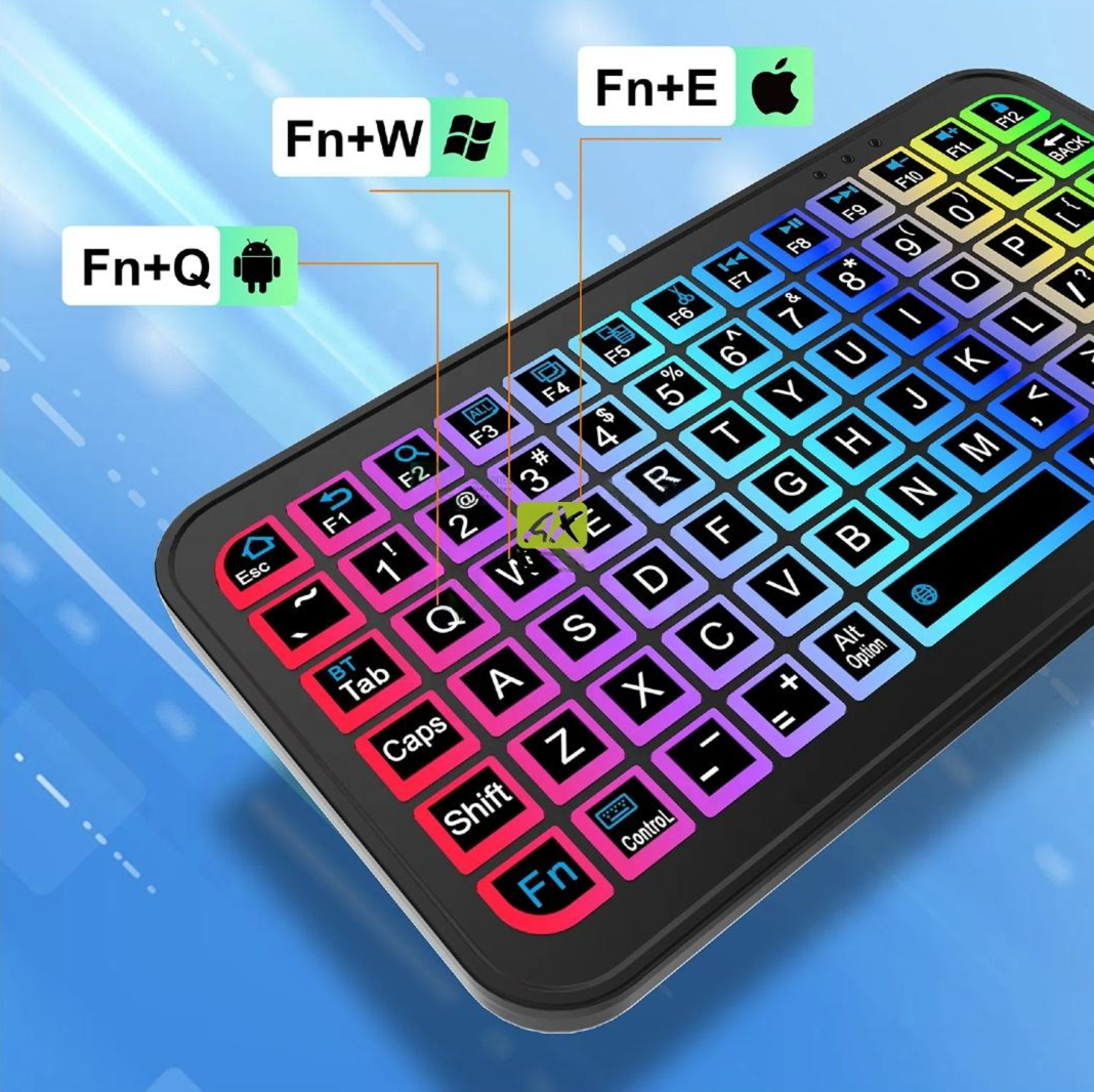 Gambar produk AXPRO Keyboard Wireless Mini Bluetooth Rechargeable RGB 8 Colors - AX52