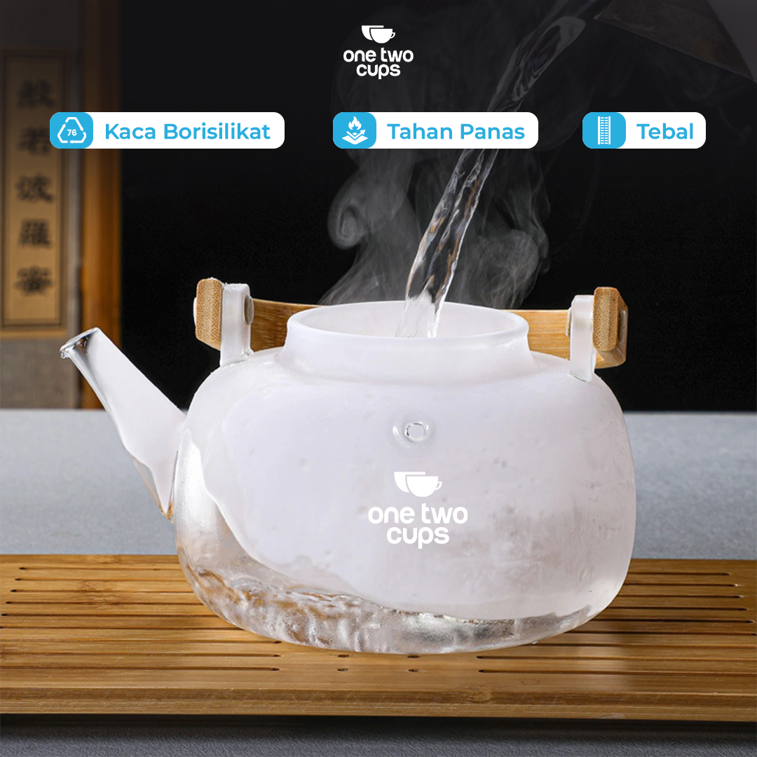 One Two Cups Teko Teh Pitcher Japanese Style Tahan Panas Api Teapot 1000ml - 8CV101 Gambar produk One Two Cups Teko Teh Pitcher Japanese Style Tahan Panas Api Teapot 1000ml - 8CV101