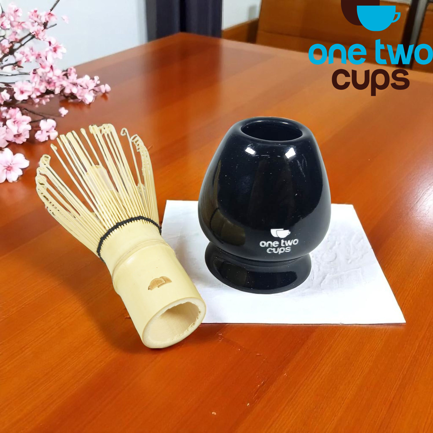 One Two Cups Matcha Set Kit Chawan Chasen Stand Chashaku Chakoshi - DB06 Gambar produk One Two Cups Matcha Set Kit Chawan Chasen Stand Chashaku Chakoshi - DB06