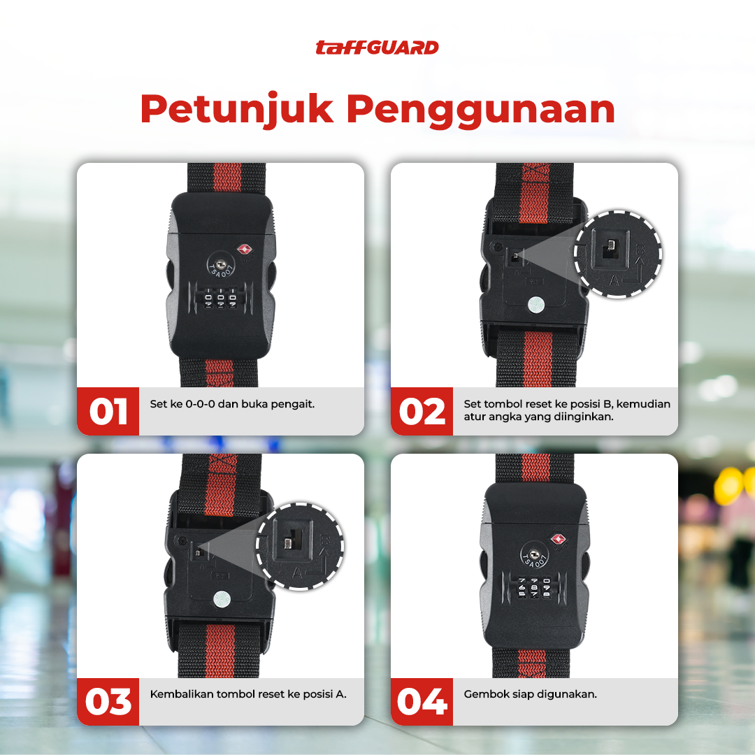 TaffGUARD Travel Luggage Lock Suitcase Belt Tali Koper Gembok TSA PIN - TSA-319 Gambar produk TaffGUARD Travel Luggage Lock Suitcase Belt Tali Koper Gembok TSA PIN - TSA-319