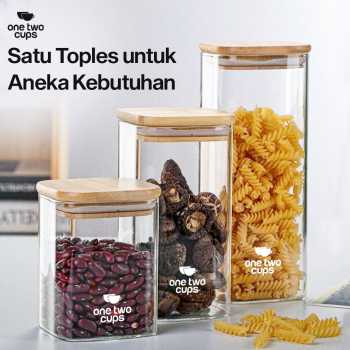 Gambar produk One Two Cups Toples Kaca Penyimpanan Makanan Kedap Udara Storage Jar 800ml - HC1019