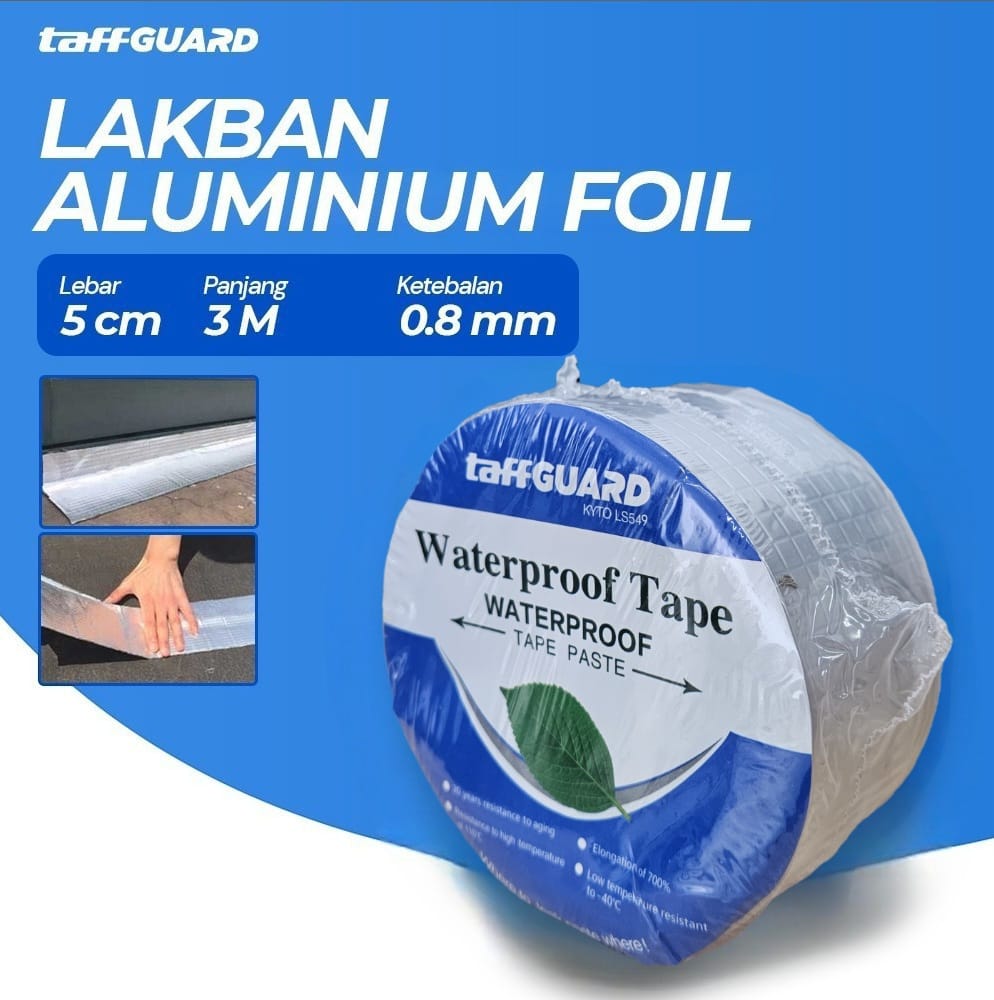 Gambar produk TaffGUARD KYTO Lakban Aluminium Foil Butyl 0.8mm Waterproof Tape 5cmx3M - LS549