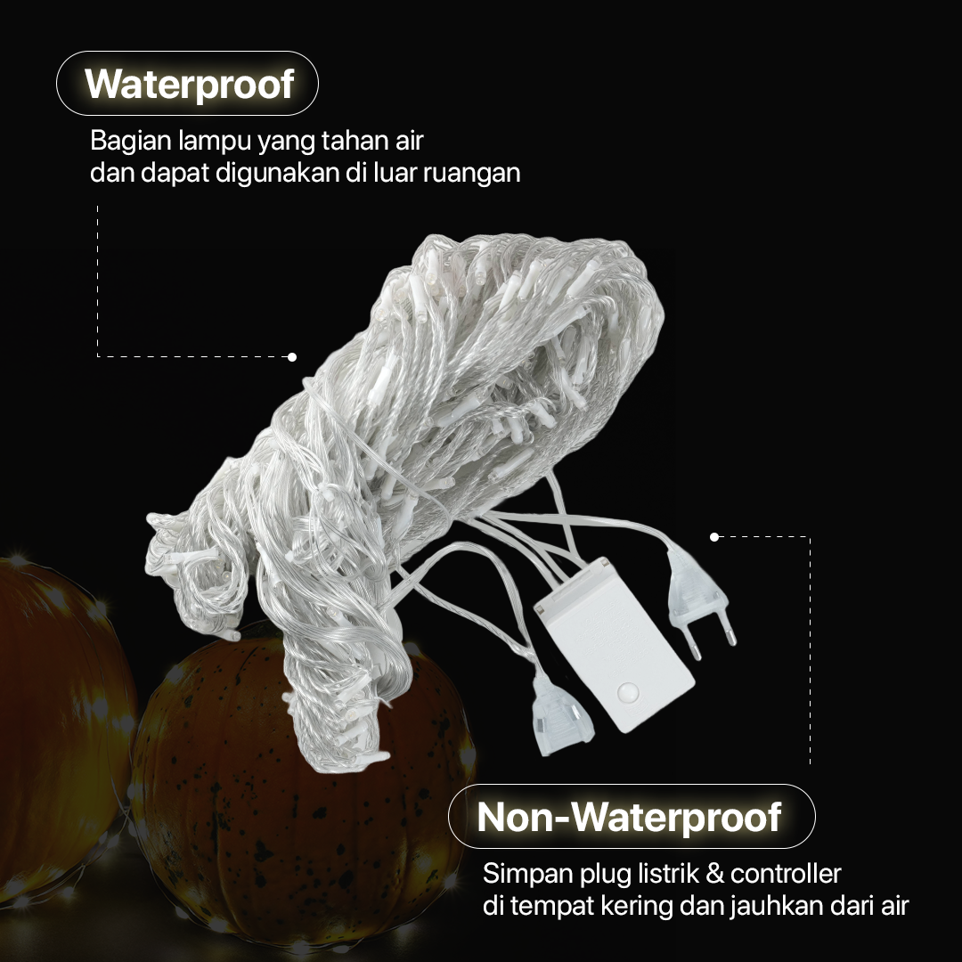 Kaslam Lampu Hias Gorden String Lights Wall Decoration 18W 3x3M 320 LED - S-32 Gambar produk Kaslam Lampu Hias Gorden String Lights Wall Decoration 18W 3x3M 320 LED - S-32
