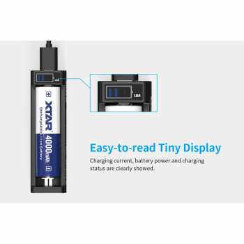 Gambar produk XTAR Charger Baterai 1 Slot 14500 18650 18650 Li-Ion 3.7V LCD Type C - ANT MC1 Plus
