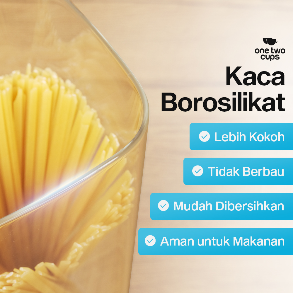 Gambar produk One Two Cups Toples Kaca Penyimpanan Makanan Kedap Udara Storage Jar 2.4L - HC1019