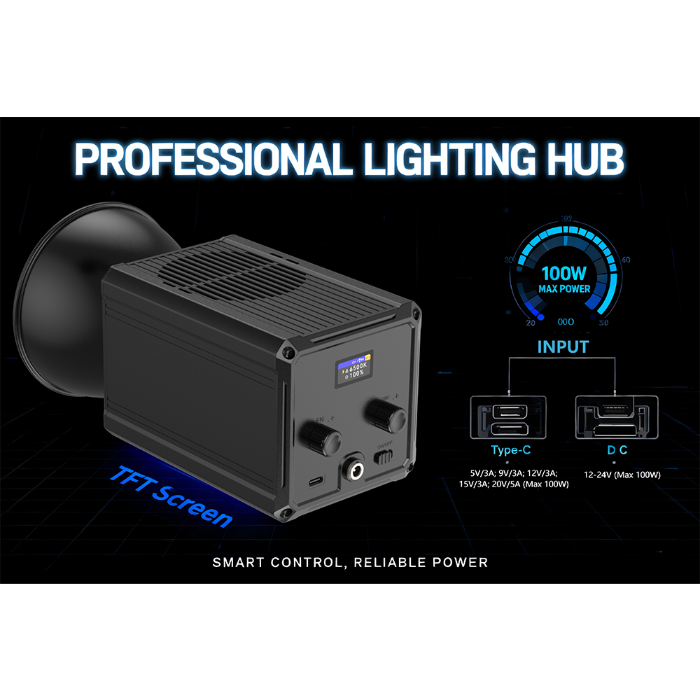 Gambar produk LIYADI Lampu Studio Fotografi COB LED RGBW 24 Mode 10000mAh 100W - ND100