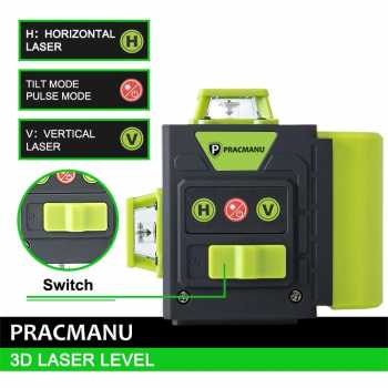 Gambar produk Pracmanu Laser Level Self Leveling 3D 360 Degree 12 Line 520nm 2400mAh - PC-520