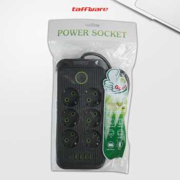Gambar produk Taffware Stop Kontak Kabel USB Type C 10A 110-250V 2500W 1.8M 6 Lubang - QL-1075U