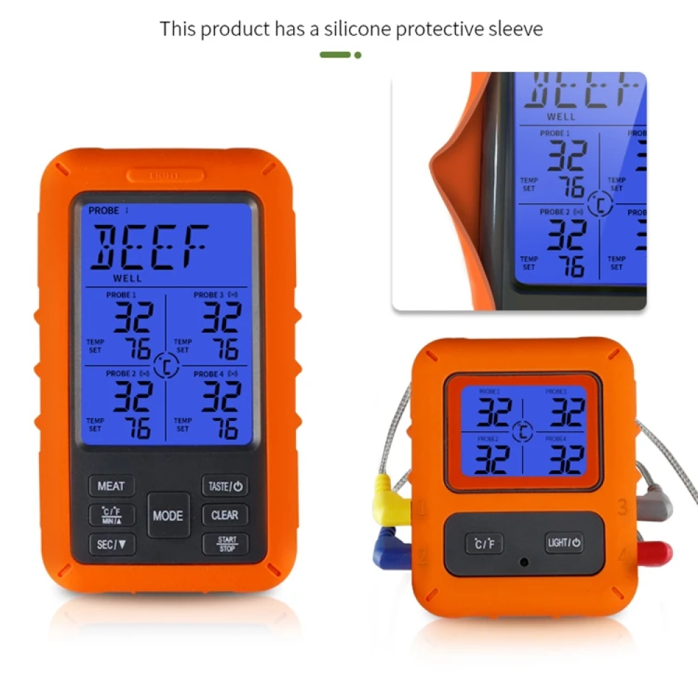 Laserpwr Termometer Makanan Digital Wireless Daging Kopi Susu 4 Probe - TP40 Gambar produk Laserpwr Termometer Makanan Digital Wireless Daging Kopi Susu 4 Probe - TP40