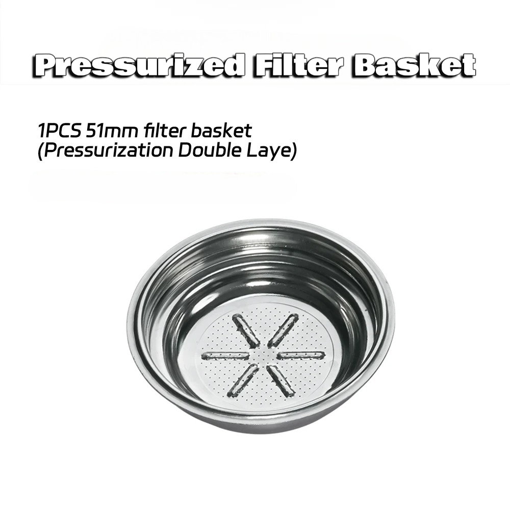 Dalinwell Filter Basket Portafilter Double Wall Pressurized 51mm 1 Cup - DWL-51P Gambar produk Dalinwell Filter Basket Portafilter Double Wall Pressurized 51mm 1 Cup - DWL-51P