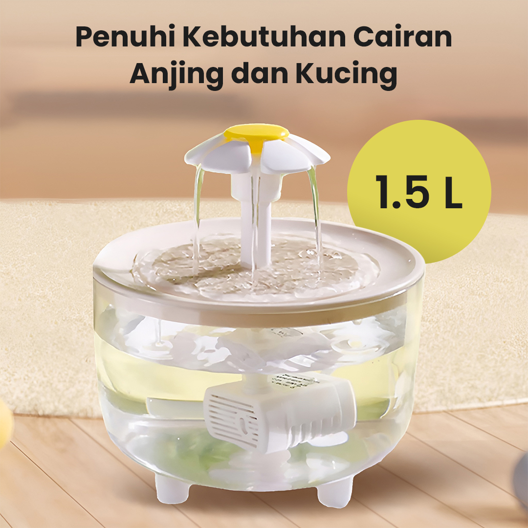 XIAOHUA Pet Water Dispenser Fountain Tempat Minum Kucing Anjing 1.5L EU Plug - X-15 Gambar produk XIAOHUA Pet Water Dispenser Fountain Tempat Minum Kucing Anjing 1.5L EU Plug - X-15