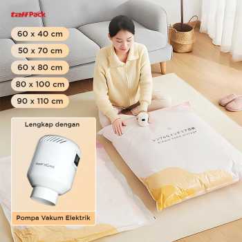 Gambar produk TaffPACK Kantong Plastik Vakum Pakaian Vacuum Bag 5 PCS Electric Pump - FL22
