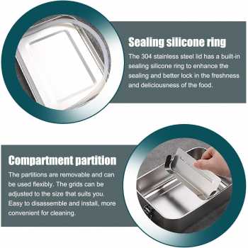 Gambar produk Umigy Kotak Makan Lunch Bento Box Stainless Steel 304 with Partition 850ml - UM58