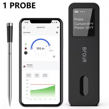 Gambar produk BFOUR Termometer Makanan Digital Daging BBQ Bluetooth Screen 1 Probe - BF-30