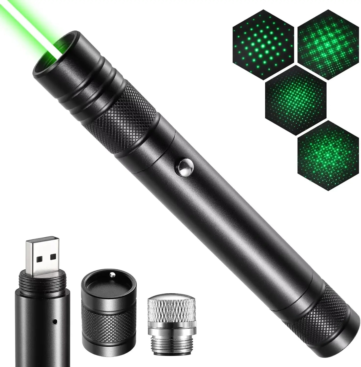 WUIVI Laser Pointer Beam Star Pattern USB Rechargeable 200mAh Green Light - WV-710 Gambar produk WUIVI Laser Pointer Beam Star Pattern USB Rechargeable 200mAh Green Light - WV-710