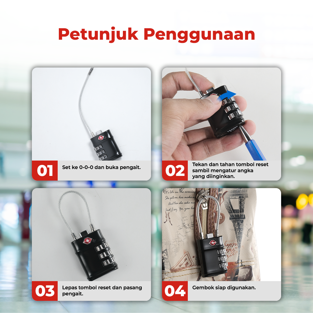 Gambar produk CoolCell Gembok Koper Angka 3 Digit Suitcase Password TSA Lock - TSA007