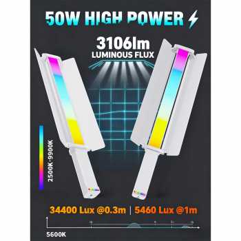 Gambar produk LIYADI Lampu Studio Tube Light Stick RGBW 24 Mode OLED 2600mAh 50W - C2 PRO