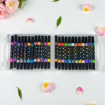 Gambar produk Kolorowy Spidol Warna Glitter Dual Tip Watercolor Set 48 Colors 24 PCS - 88635