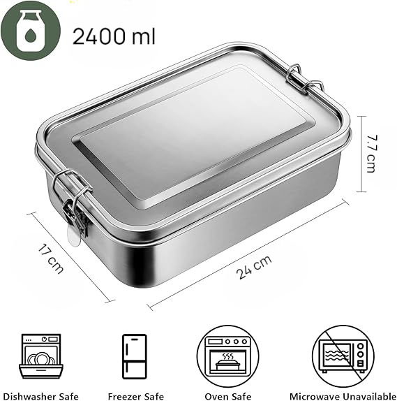 Umigy Kotak Makan Anti Tumpah Lunch Bento Box Stainless Steel 304 2400ml - UM59 Gambar produk Umigy Kotak Makan Anti Tumpah Lunch Bento Box Stainless Steel 304 2400ml - UM59