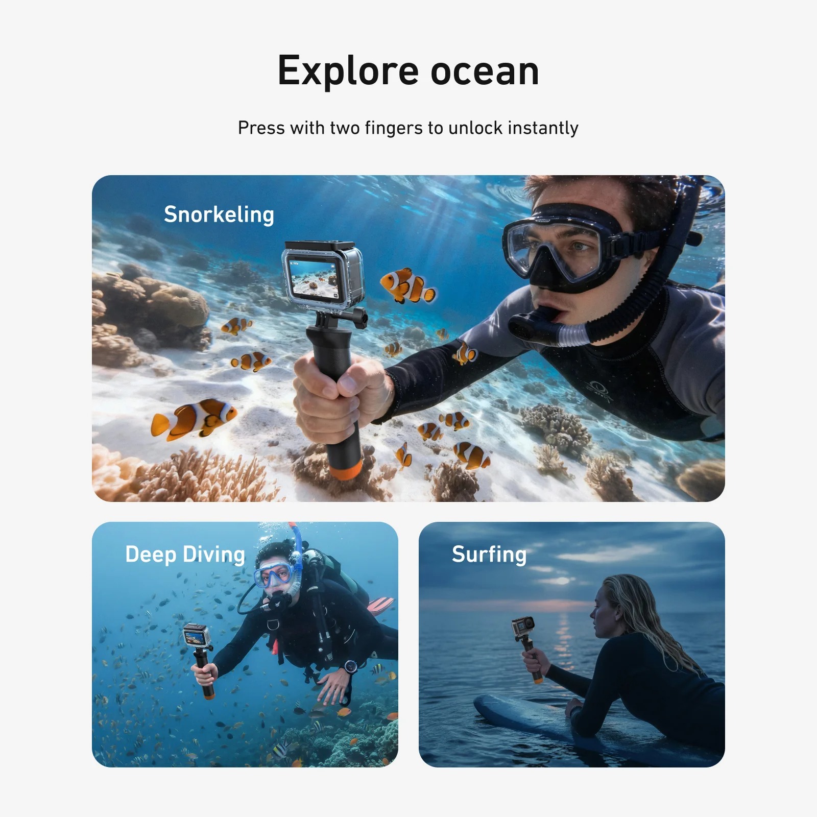 Gambar produk TELESIN Casing Anti Air Waterproof Case Anti Fog 60M DJI Osmo Action 6 - S4-WTP-12