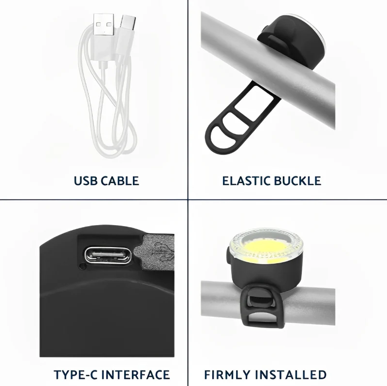 Gambar produk BUCKLOS Lampu Sepeda Depan Belakang LED Rechargeable Waterproof 400mAh - VL-75