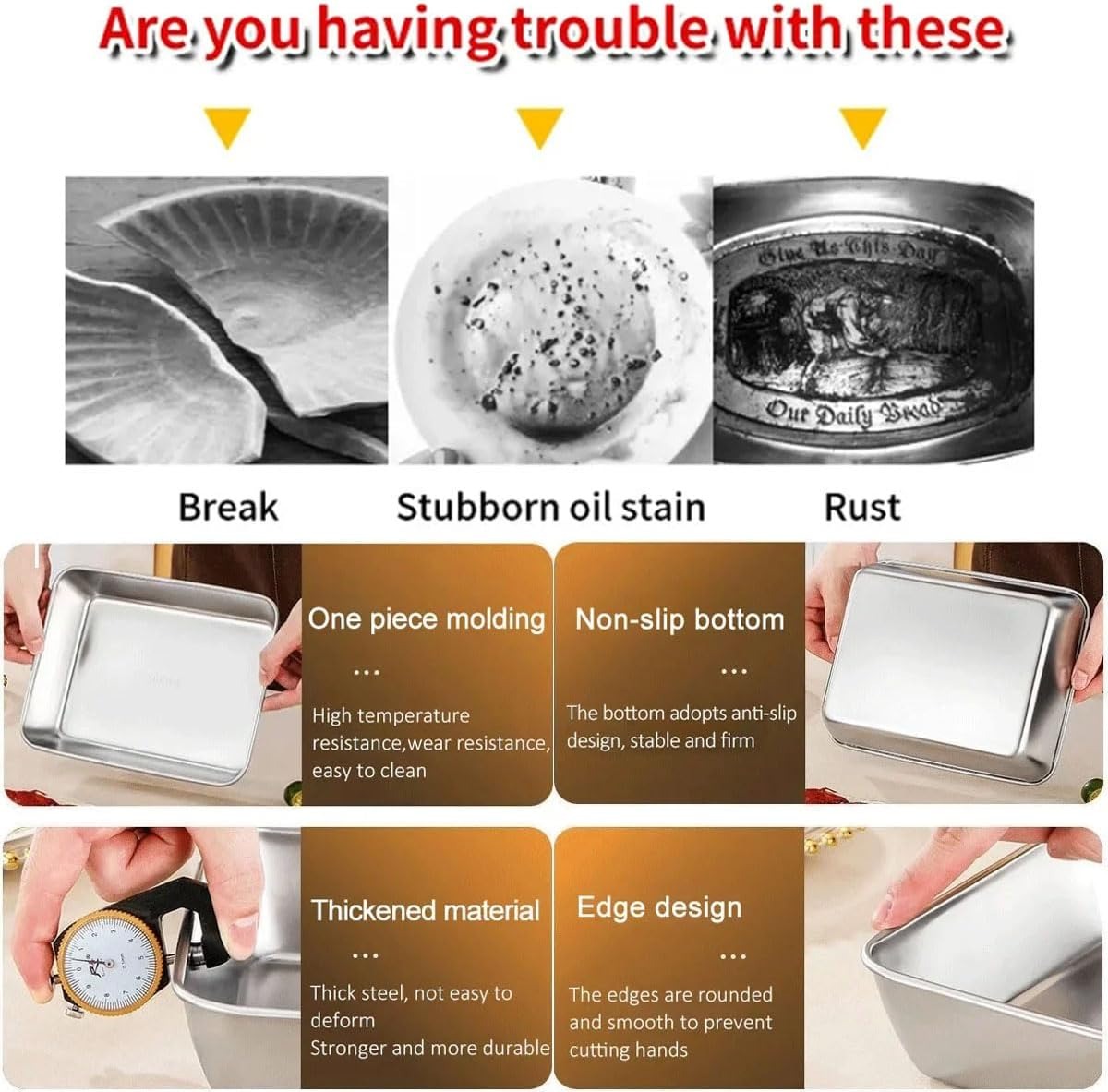 Gambar produk Umigy Loyang Nampan Tray Keeping Box Oven Stainless 201 with Lid M - UM60