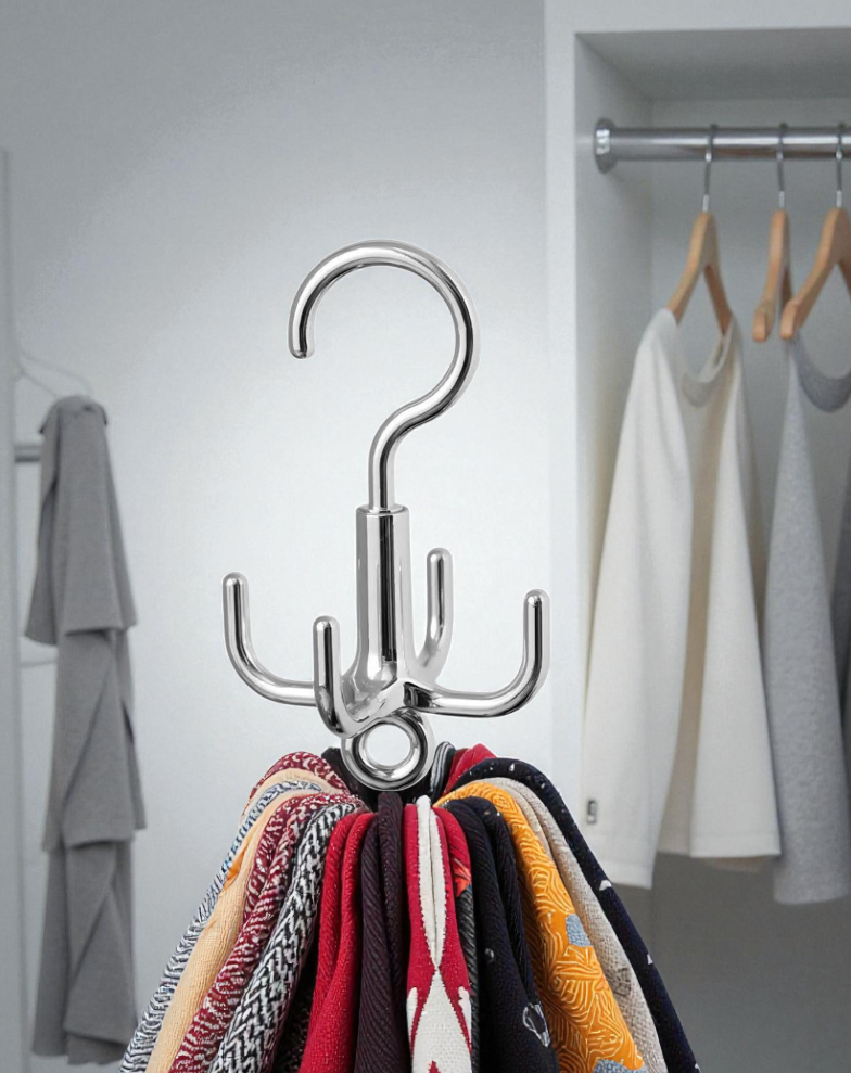 HIMSTO Gantungan Baju Serbaguna Rotating Rod Hanger Holder 4 Hook - HI4 Gambar produk HIMSTO Gantungan Baju Serbaguna Rotating Rod Hanger Holder 4 Hook - HI4