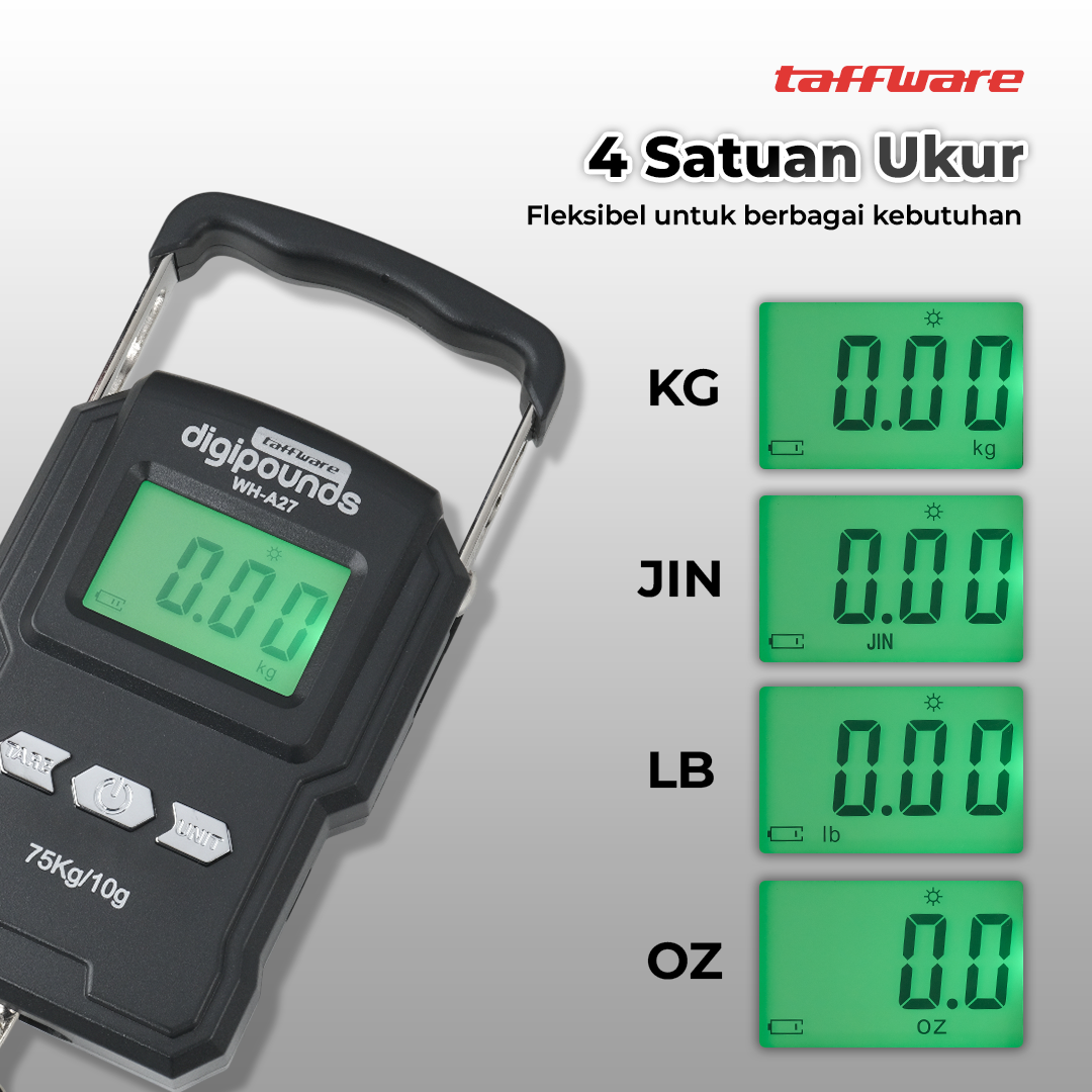 Gambar produk Taffware Digipounds Timbangan Koper Tas Digital Scale 75kg 0.01kg - WH-A27