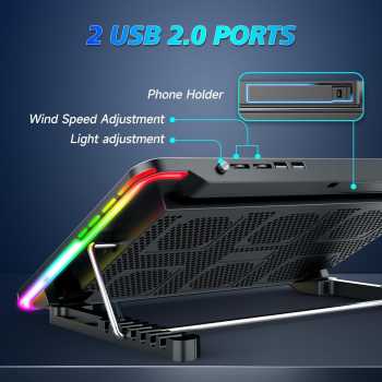 Gambar produk LIANGSTAR Cooling Pad Laptop Gaming Kipas Pendingin 5 Fan RGB 17.3Inch - LS50