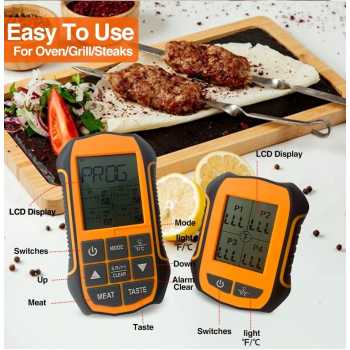 Gambar produk VIANEY Termometer Makanan Daging Digital Wireless 4 Probe with Timer - KT210