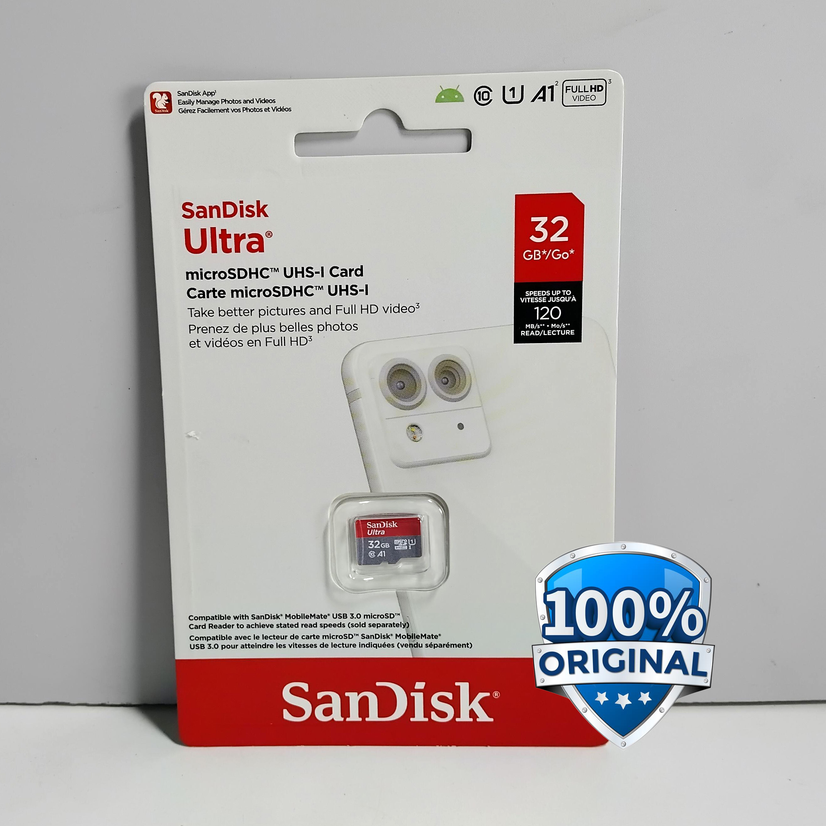 Gambar produk SanDisk Ultra microSDHC UHS-I Class 10 A1 120MB/s 32GB - SDSQUA4