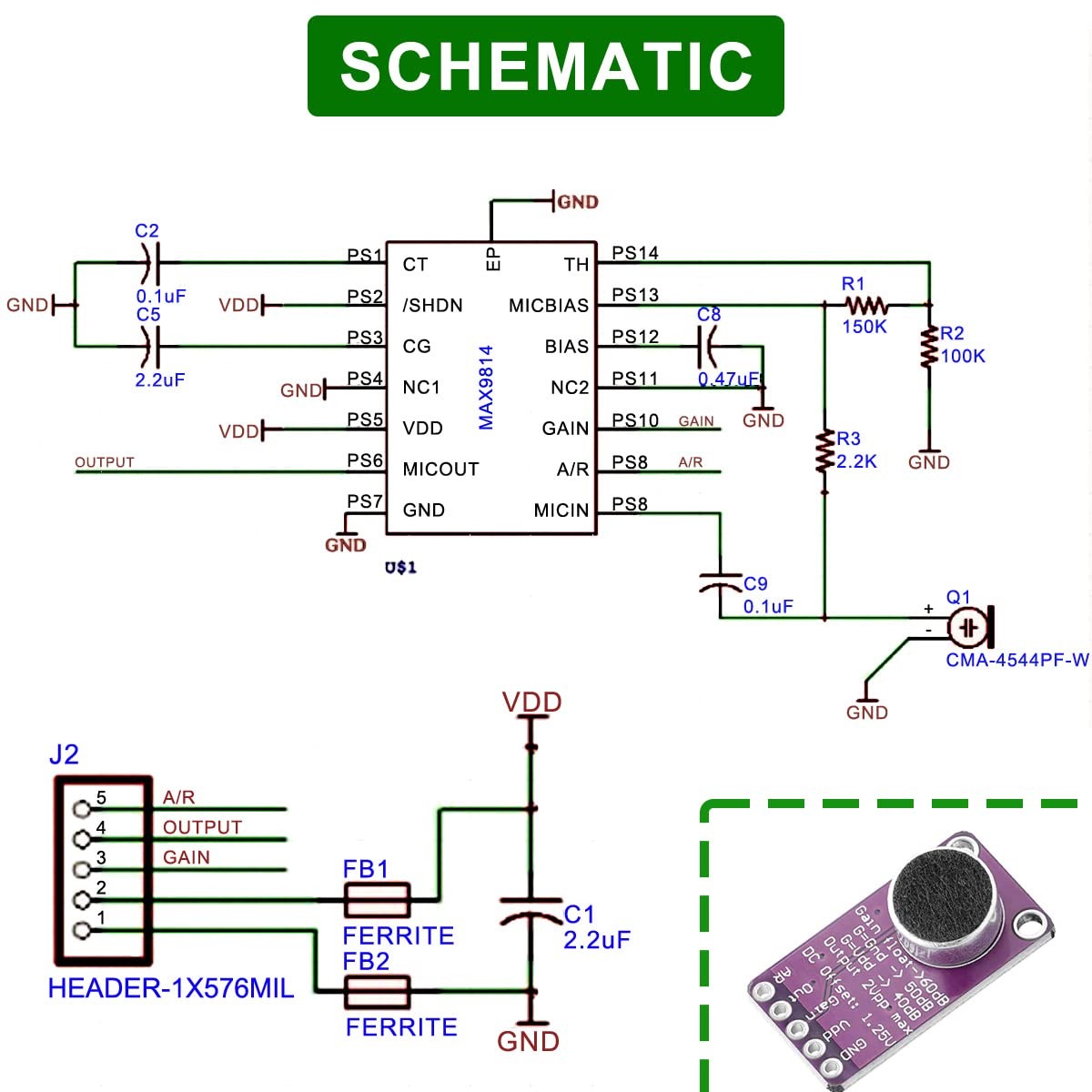 AITEXM Electret Microphone Amplifier Module Auto Gain Control - MAX9814 Gambar produk AITEXM Electret Microphone Amplifier Module Auto Gain Control - MAX9814