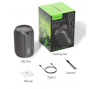 Gambar produk ZEALOT Speaker Bluetooth Portable Subwoofer Waterproof IPX5 3000mAh - S-320