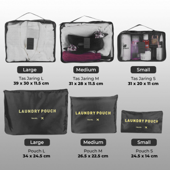 Gambar produk Tas Travel Bag Laundry Organizer Packing Cubes Multi Size 6 PCS