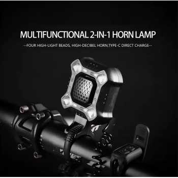 LIDS Lampu Depan Sepeda Klakson 2 in 1 LED Rechargeable 1200mAh - XA-324