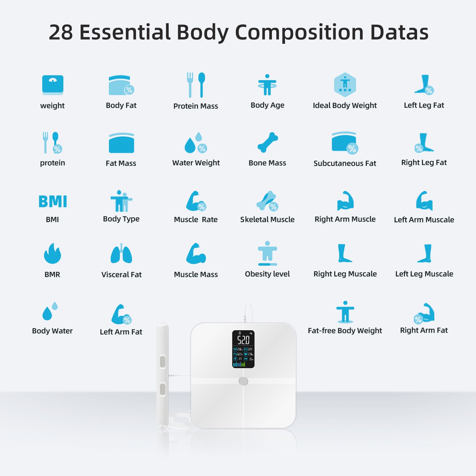 Gambar produk WELLAND Timbangan Badan Digital Scale Smart Body Composition 180kg - FI2001LB