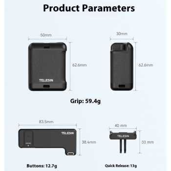 Gambar produk TELESIN Handle Grip for DJI Action 3/4/5 Pro and TELESIN Metal Cage - S6-FMS-23-TDJ