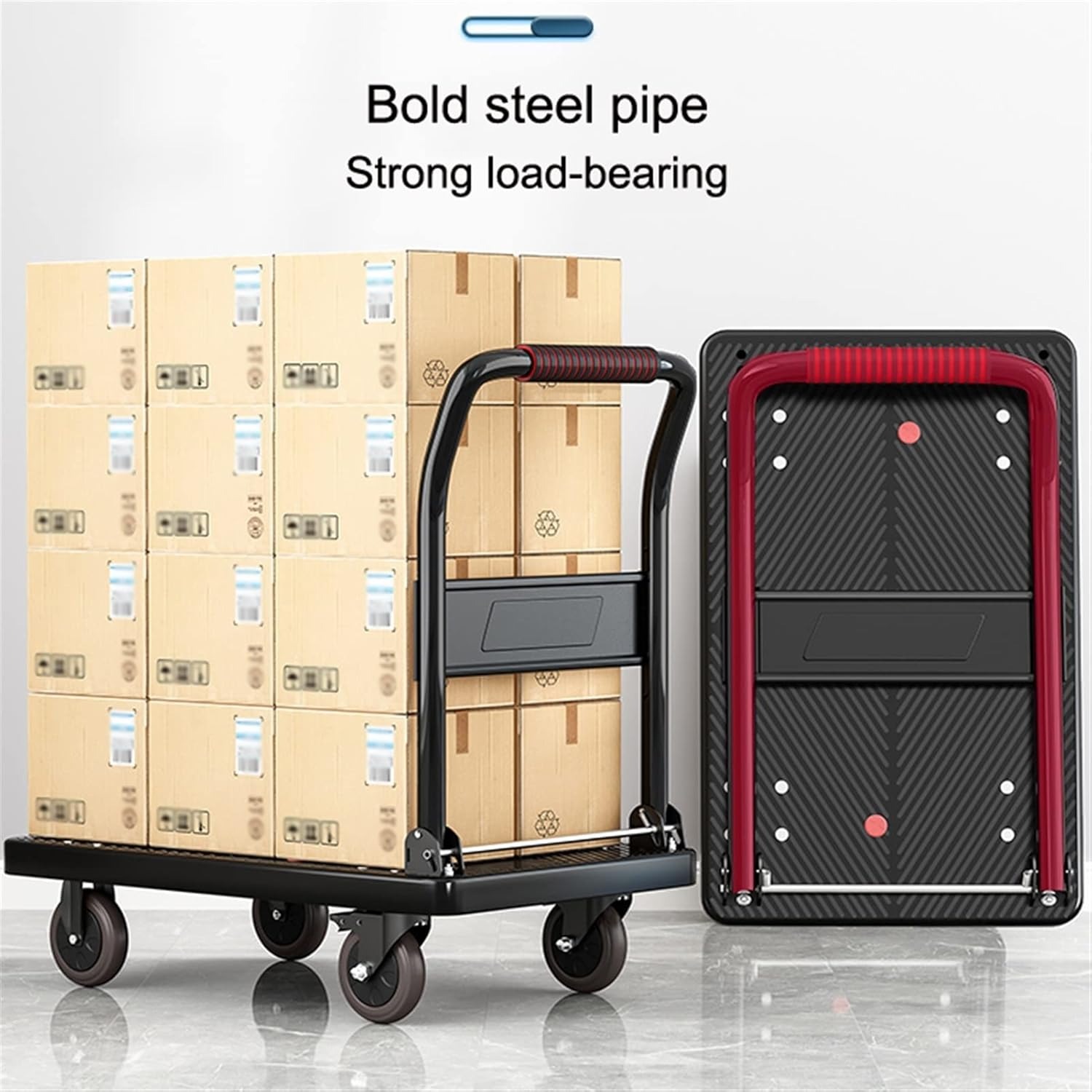 PICKU Troli Barang Lipat Foldable Flatbed Cart Silent Wheel 58x88cm - PC-88 Gambar produk PICKU Troli Barang Lipat Foldable Flatbed Cart Silent Wheel 58x88cm - PC-88