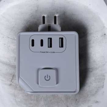 Gambar produk HITREND Stop Kontak 7in1 USB Type C Port Cube Socket - E-46