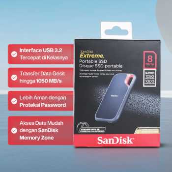 Gambar produk SanDisk Extreme Portable SSD 1050MB/s USB Type C 3.2 8TB - SDSSDE61