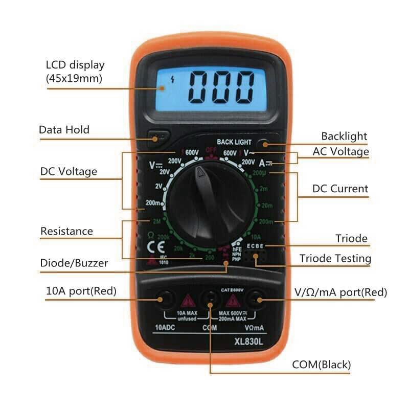 JUNEJOUR Mini Digital Multimeter AC/DC Voltage Tester 1999 Count - XL830L Gambar produk JUNEJOUR Mini Digital Multimeter AC/DC Voltage Tester 1999 Count - XL830L