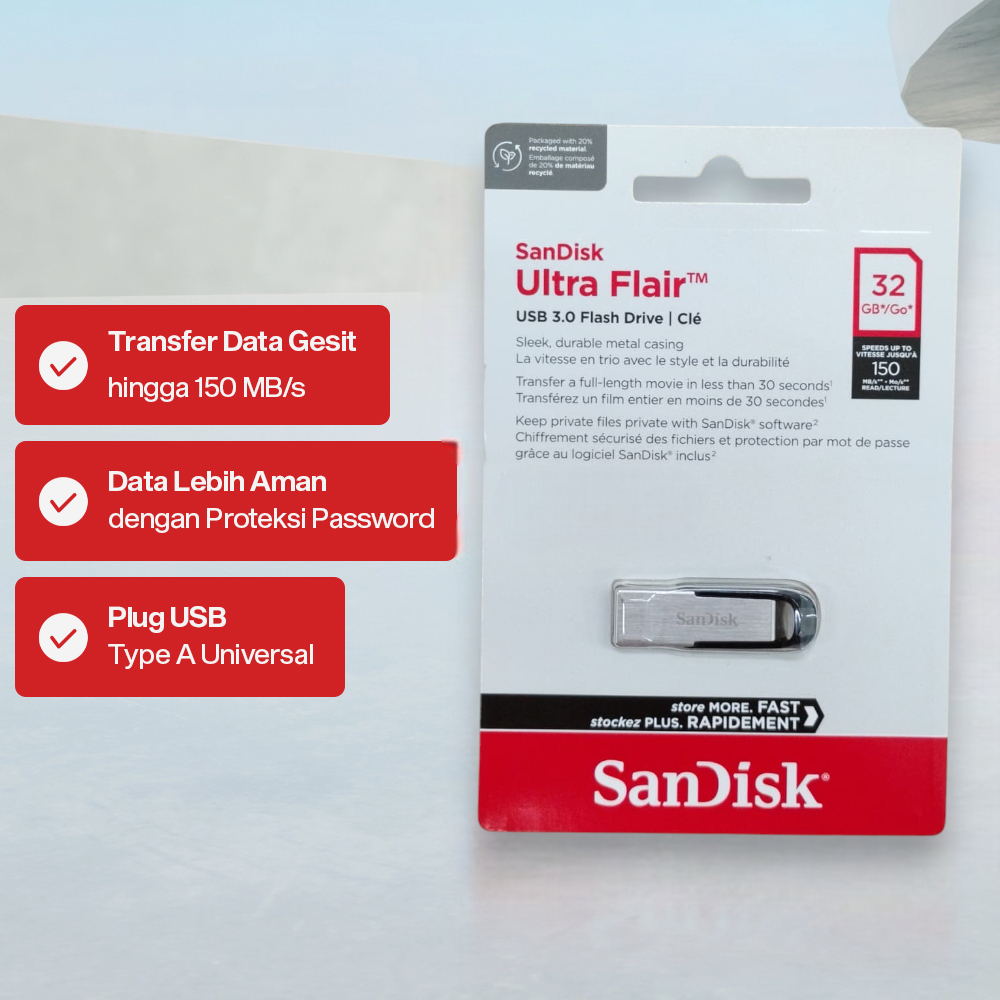 Gambar produk SanDisk Ultra Flair Flashdisk USB 3.0 32GB - SDCZ73
