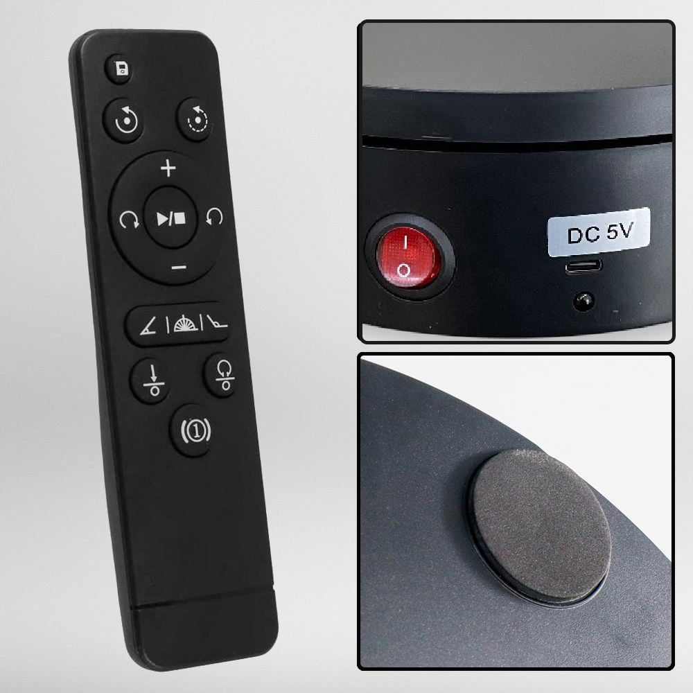 Advicho Alas Putar Fotografi Rotating Display Stand with Remote 22cm - A360 Gambar produk Advicho Alas Putar Fotografi Rotating Display Stand with Remote 22cm - A360