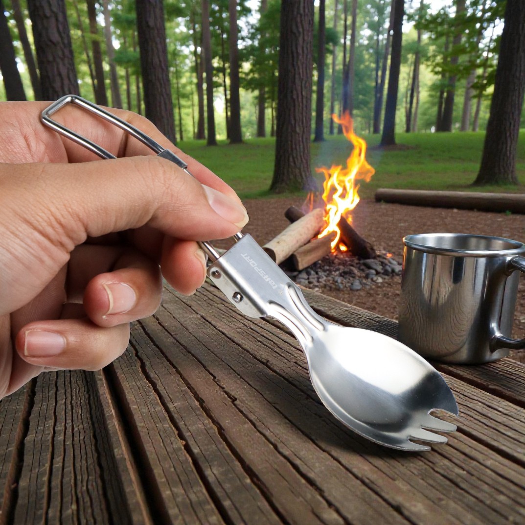 Gambar produk TaffSPORT Foldable Spoon Fork Sendok Garpu Lipat Stainless Steel 410 - SVGF2