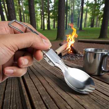 Gambar produk TaffSPORT Foldable Spoon Fork Sendok Garpu Lipat Stainless Steel 410 - SVGF2