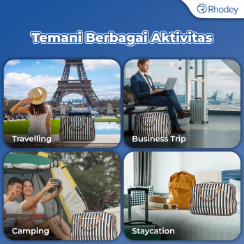 Gambar produk Rhodey Tas Travel Jinjing PU Leather Duffle Bag Stripe Model - S01