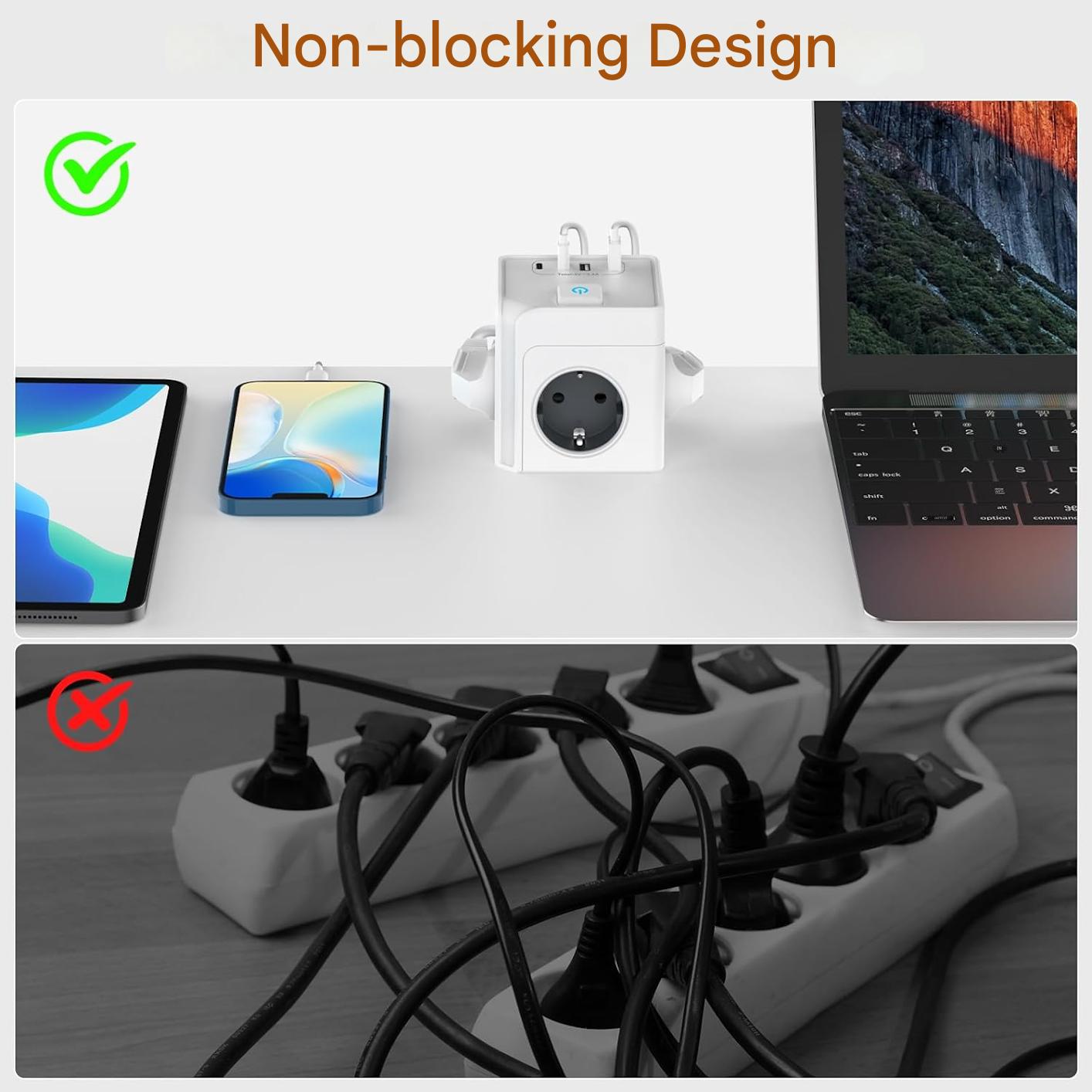 HITREND Stop Kontak 7in1 USB Type C Port Magnetic Cube Wall Socket - HT-71 Gambar produk HITREND Stop Kontak 7in1 USB Type C Port Magnetic Cube Wall Socket - HT-71