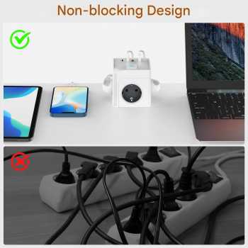 Gambar produk HITREND Stop Kontak 7in1 USB Type C Port Magnetic Cube Wall Socket - HT-71