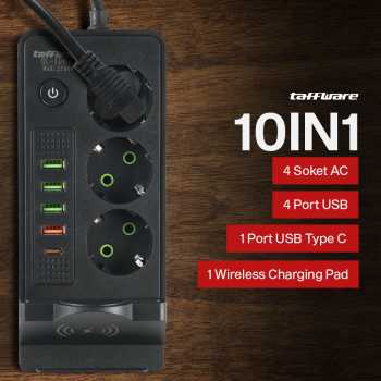Gambar produk Taffware Stopkontak USB Type C EU Plug Wireless Charging 2500W - QL-1080U